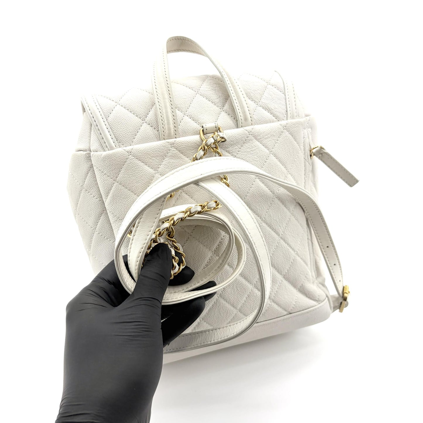 Chanel Urban Spirit Backpack Medium White Gold Hardware