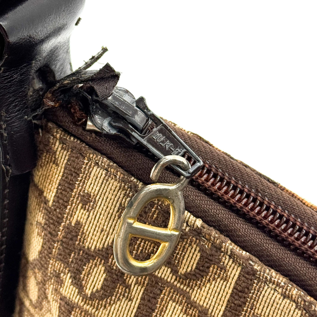 Dior Vintage Trotter Canvas Crossbody Bag Brown