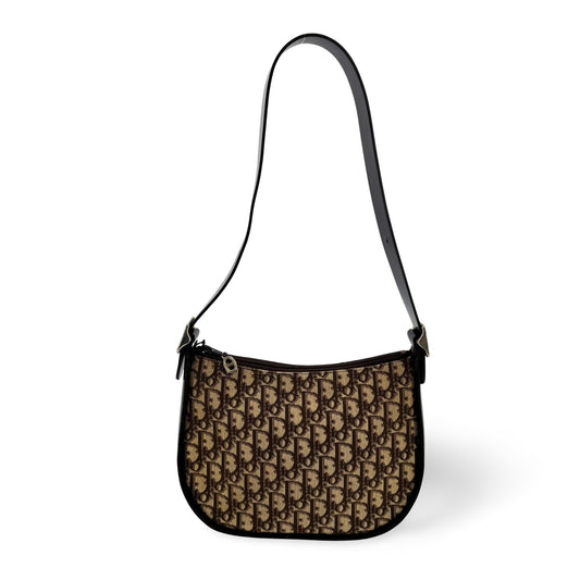 Dior Vintage Trotter Canvas Crossbody Bag Brown