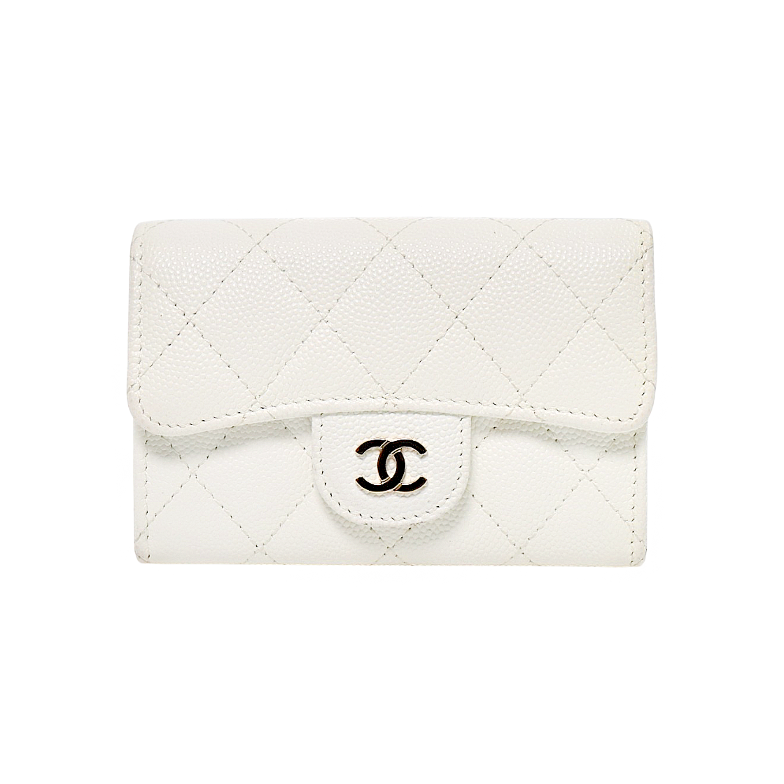 Chanel White Caviar Classic Card Wallet