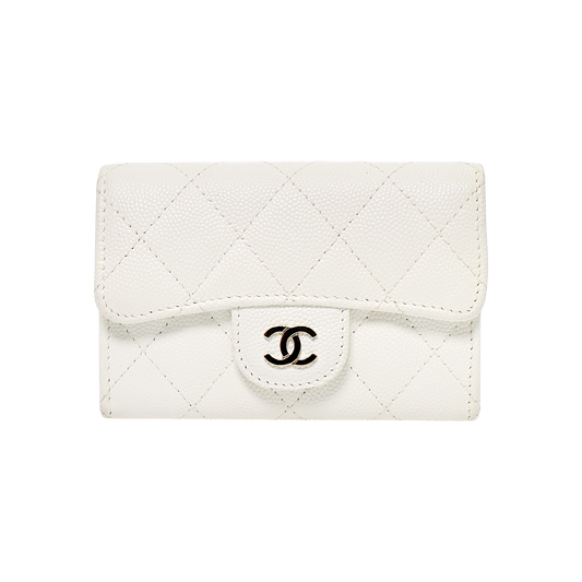 Chanel White Caviar Classic Card Wallet