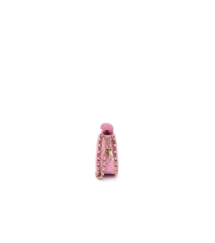 Chanel Pink Leather Mini Half Moon Crossbody Bag