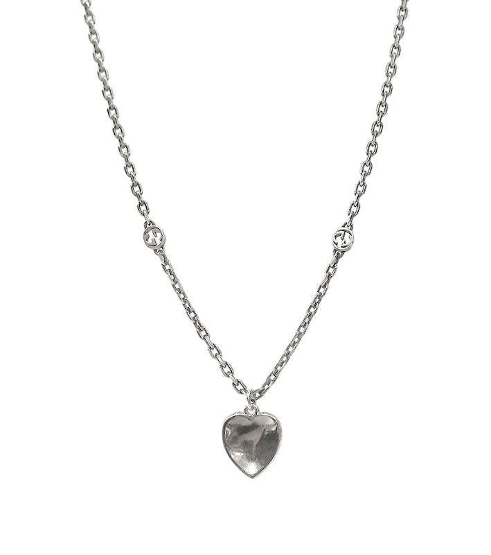 Gucci Blue Heart Interlocking G Silver Necklace