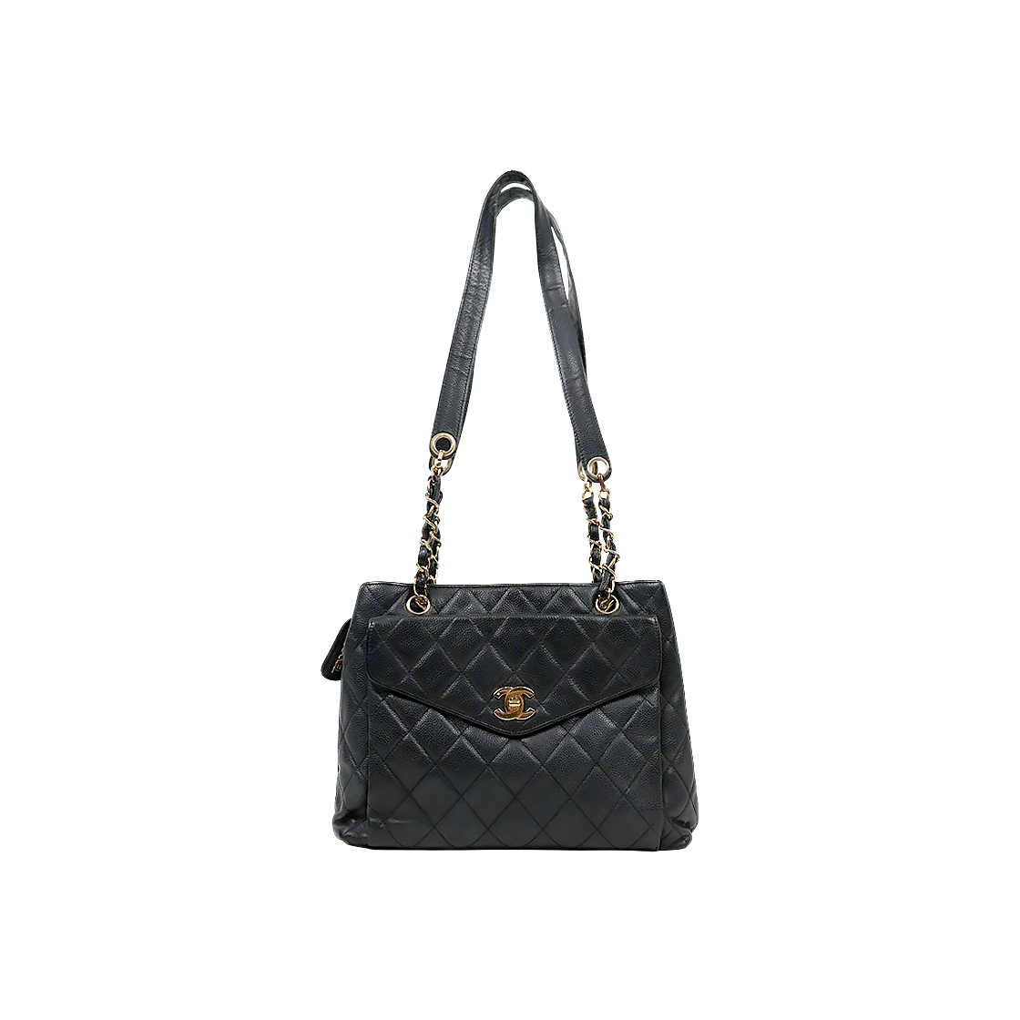 Chanel Black Caviar Quilted CC Pocket Shoulder Bag