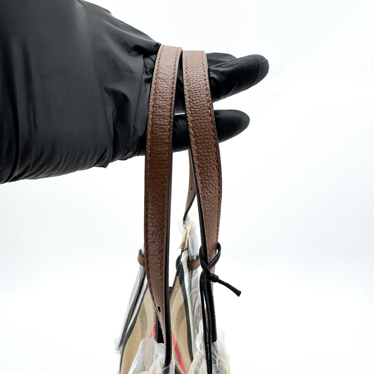 Burberry Small House Check Leather Crossbody Bag Brown