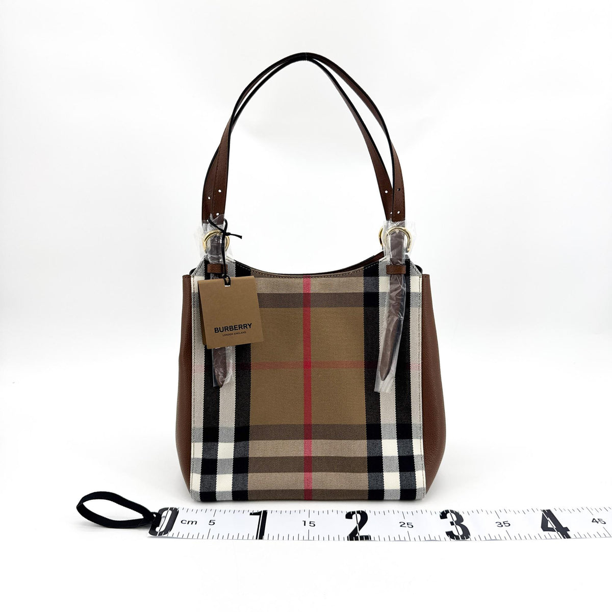 Burberry Small House Check Leather Crossbody Bag Brown