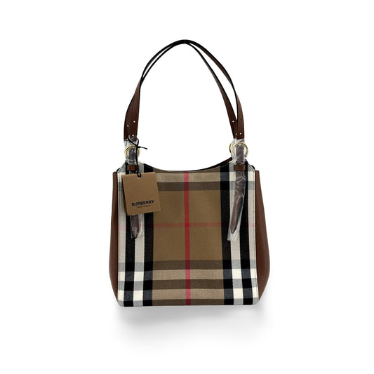 Burberry Small House Check Leather Crossbody Bag Brown