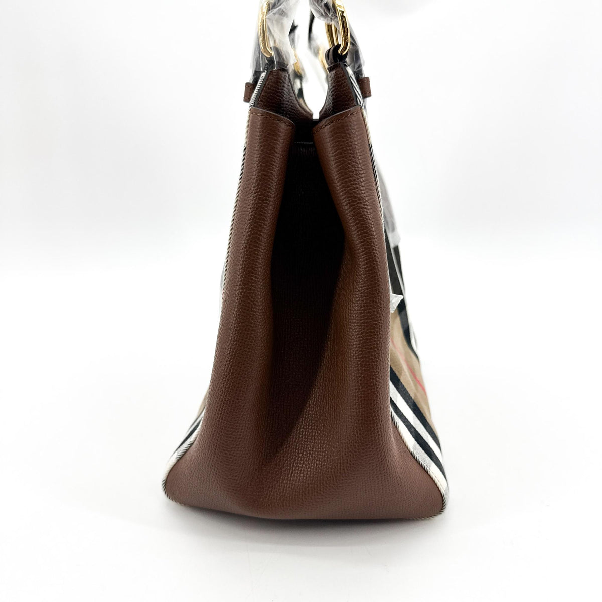 Burberry Small House Check Leather Crossbody Bag Brown