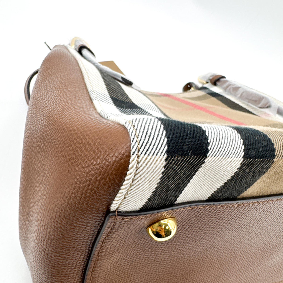 Burberry Small House Check Leather Crossbody Bag Brown
