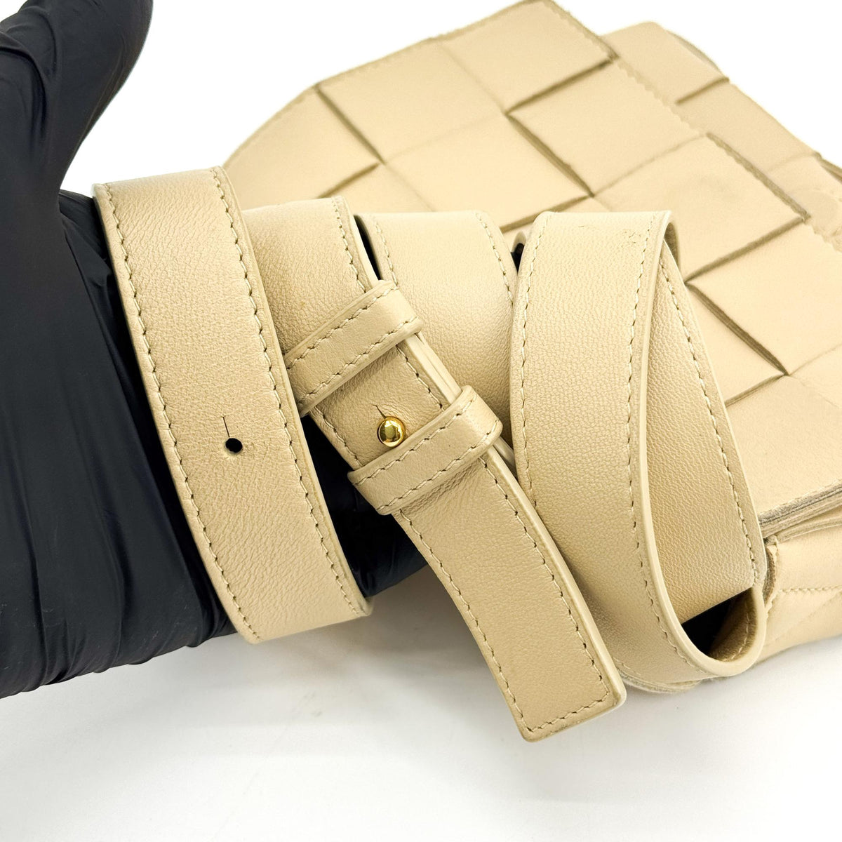 Bottega Veneta Cassette Strap Card Case Beige