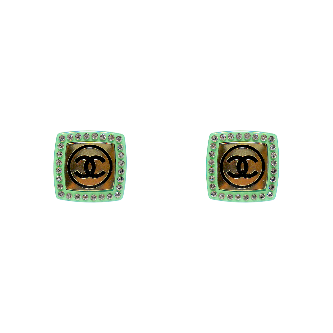 Chanel Crystal Square Earrings