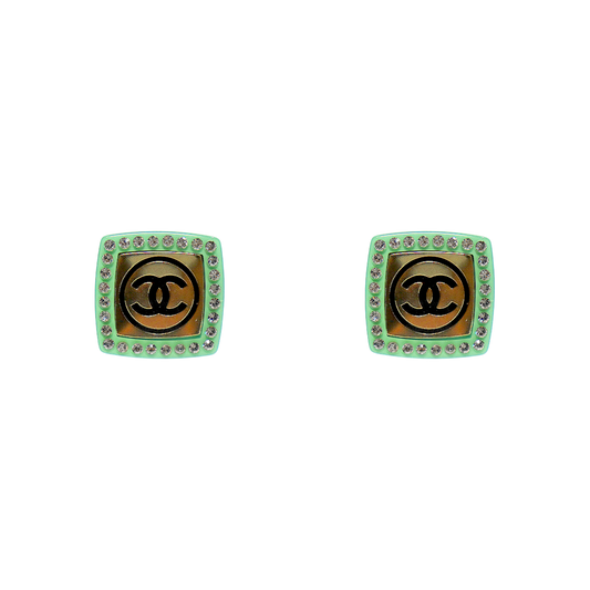 Chanel Crystal Square Earrings