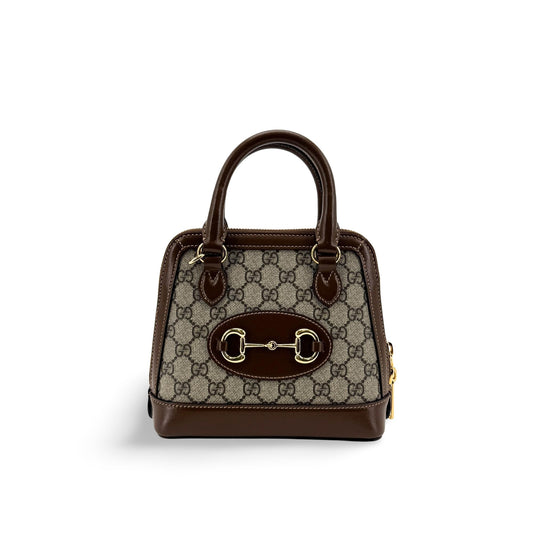 Gucci Horsebit 1955 Mini Top Handle Bag GG Supreme Brown