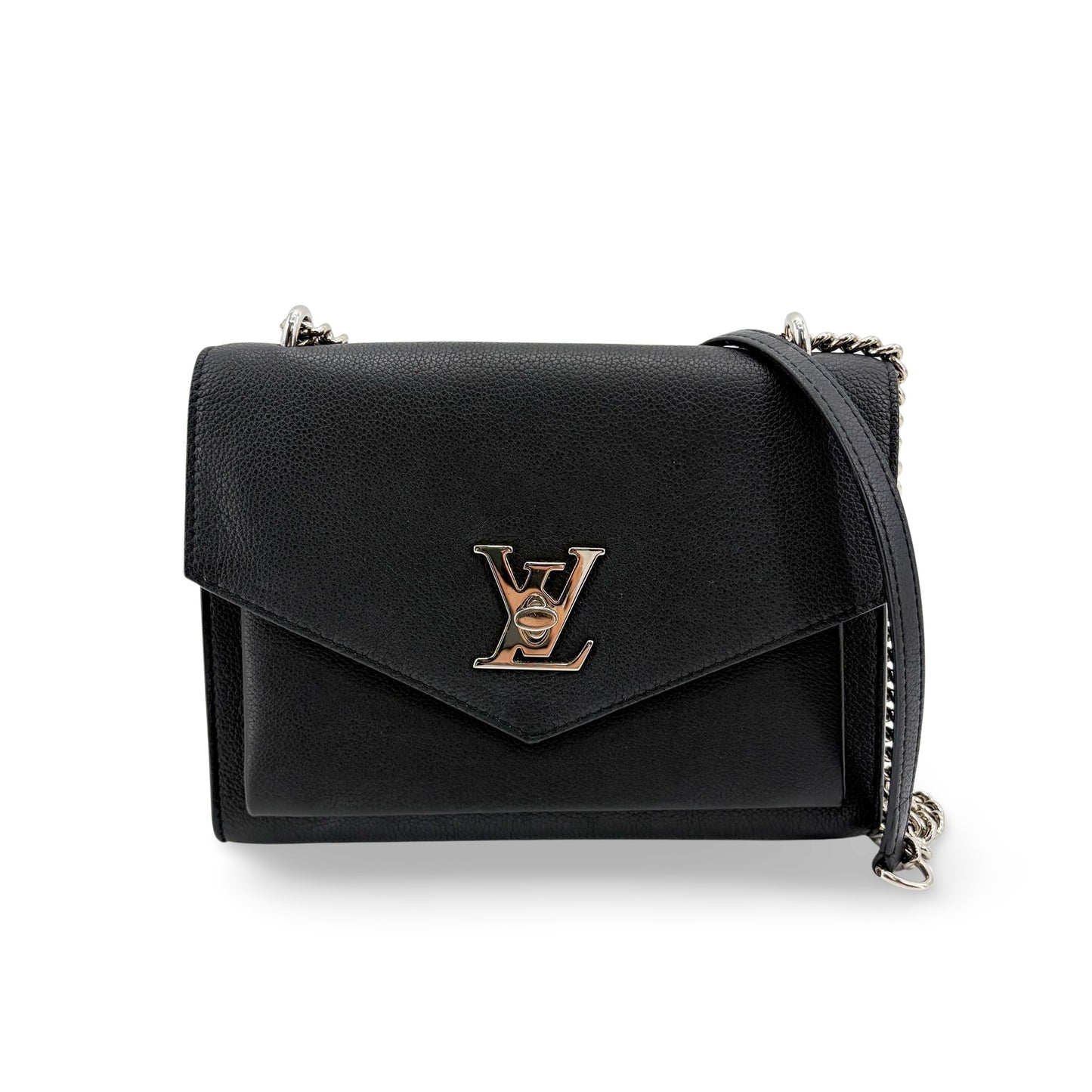 Louis Vuitton My Lock Me Chain Shoulder Bag Black Silver Hardware