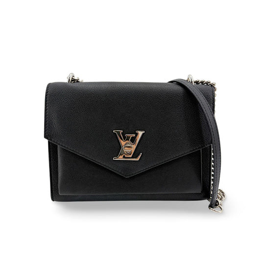 Louis Vuitton My Lock Me Chain Shoulder Bag Black Silver Hardware