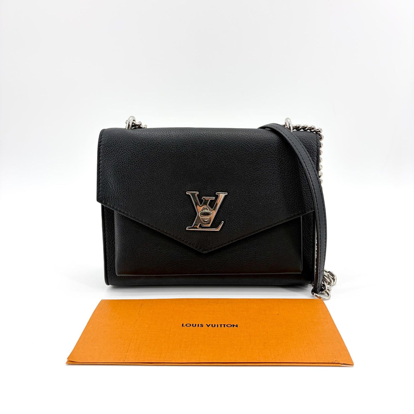 Louis Vuitton My Lock Me Chain Shoulder Bag Black Silver Hardware