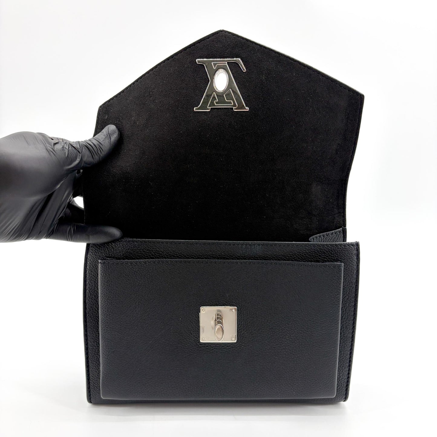 Louis Vuitton My Lock Me Chain Shoulder Bag Black Silver Hardware