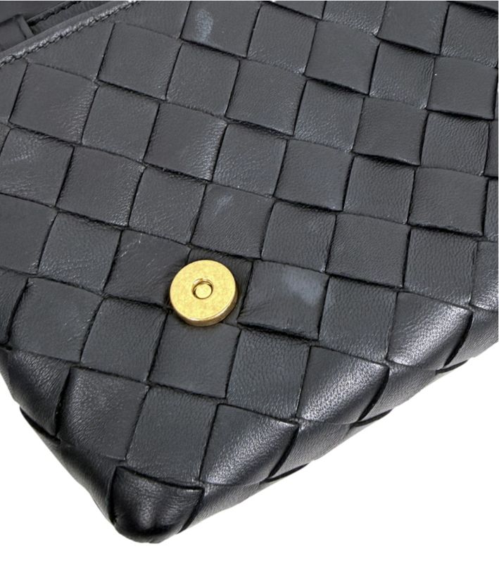 Bottega Veneta Black Mini Intrecciato Crossbody Bag