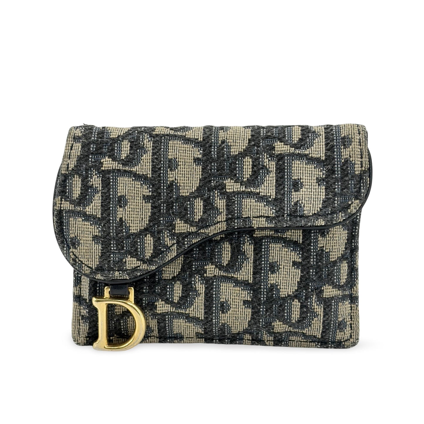 Dior Saddle Lotus Wallet Blue Oblique Jacquard