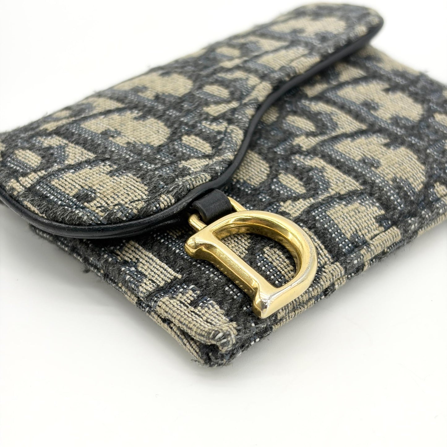Dior Saddle Lotus Wallet Blue Oblique Jacquard