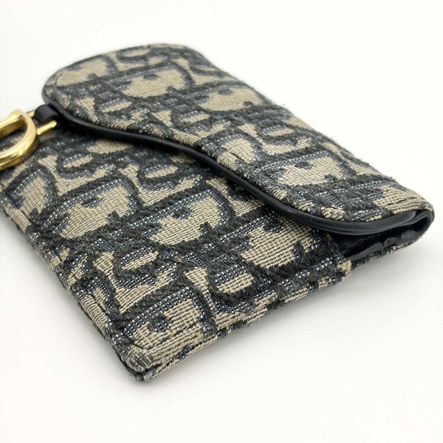 Dior Saddle Lotus Wallet Blue Oblique Jacquard