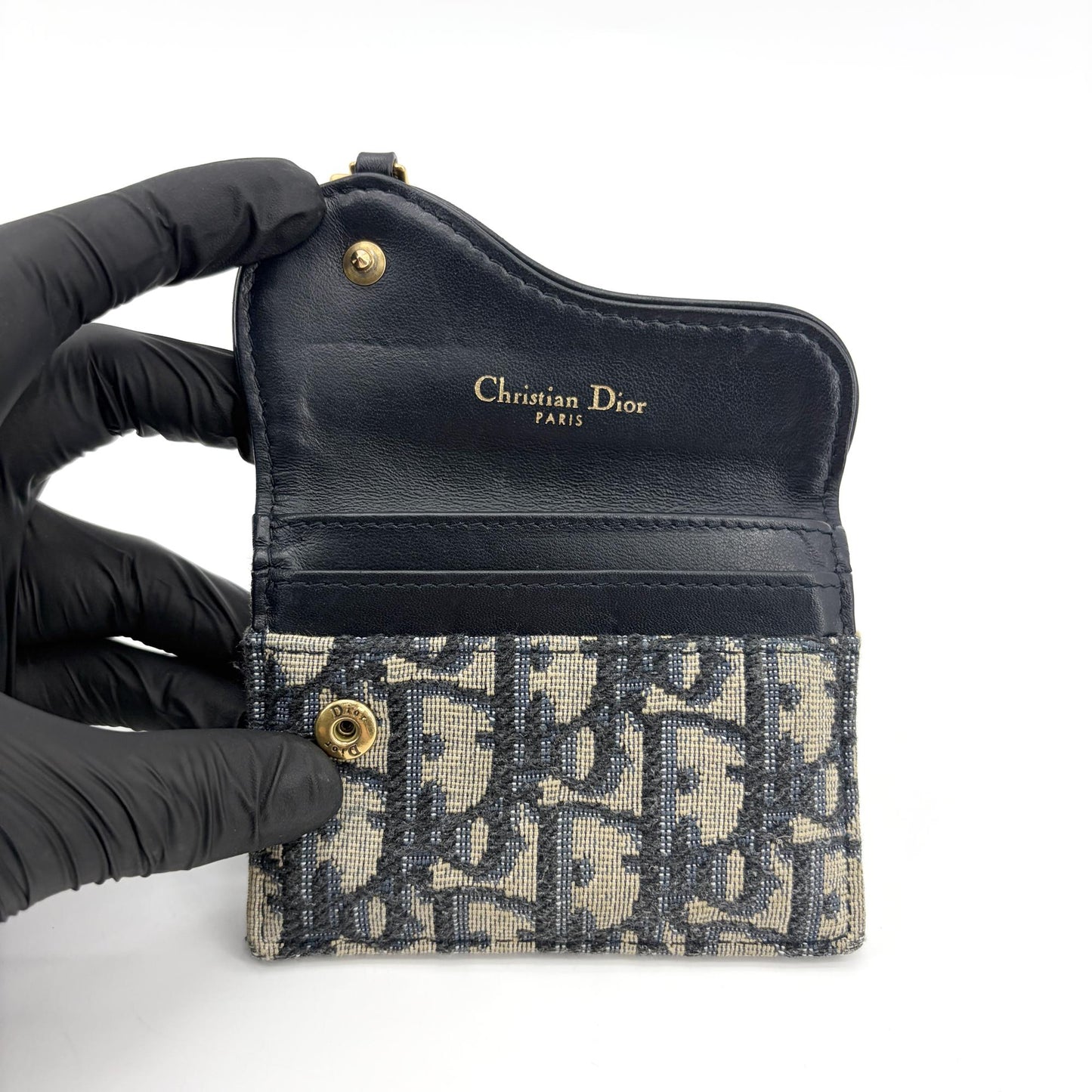 Dior Saddle Lotus Wallet Blue Oblique Jacquard