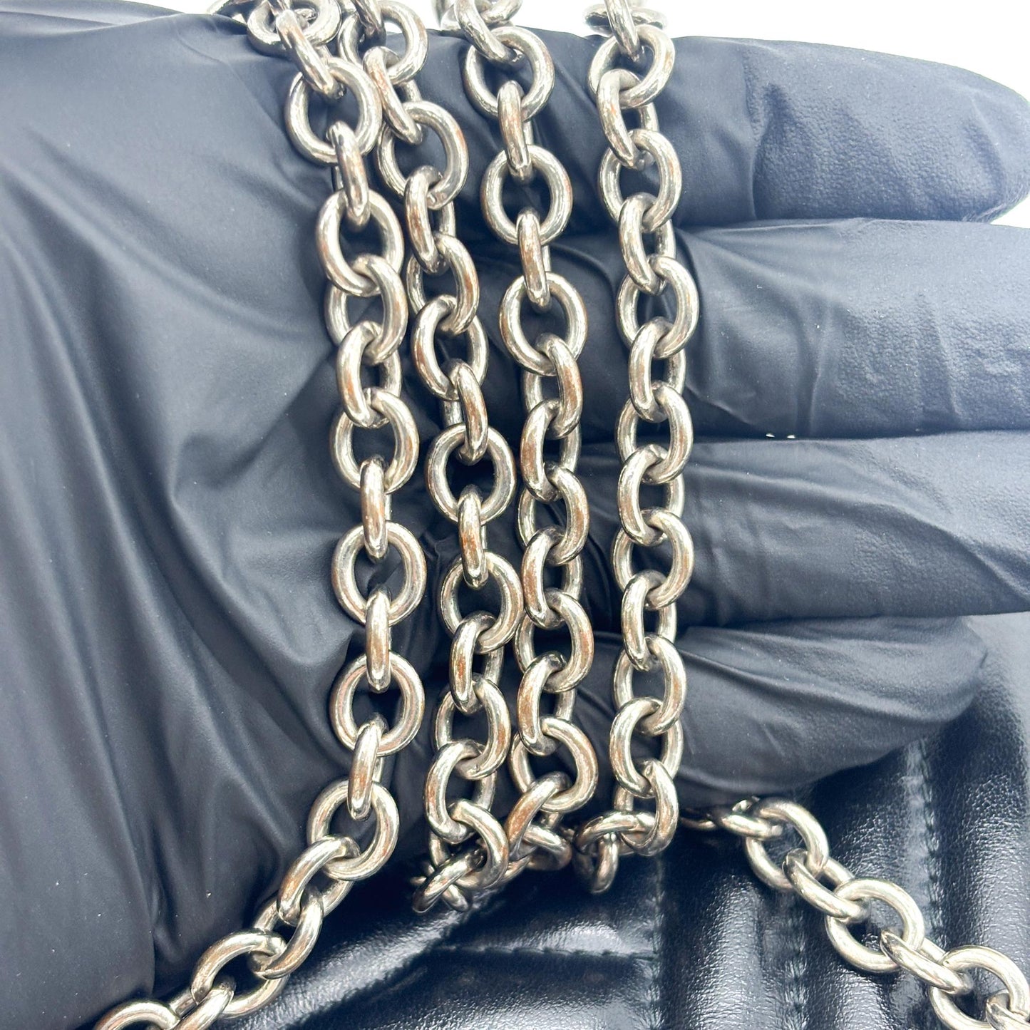 Prada Diagram Soft Calf Chain Shoulder Bag Black with Silver Hardware