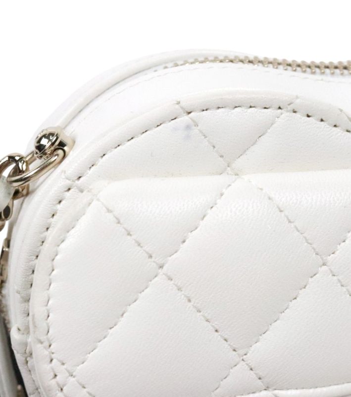 Chanel White Lambskin Heart Mini Crossbody Bag