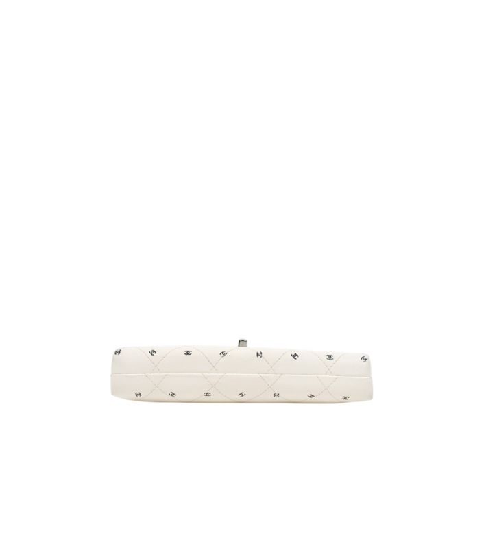 Chanel White Logo Quilted CC Chain Shoulder Bag with Built-in Chip