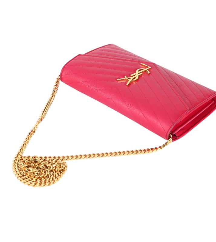 Saint Laurent Pink Leather Envelope WOC Crossbody Bag
