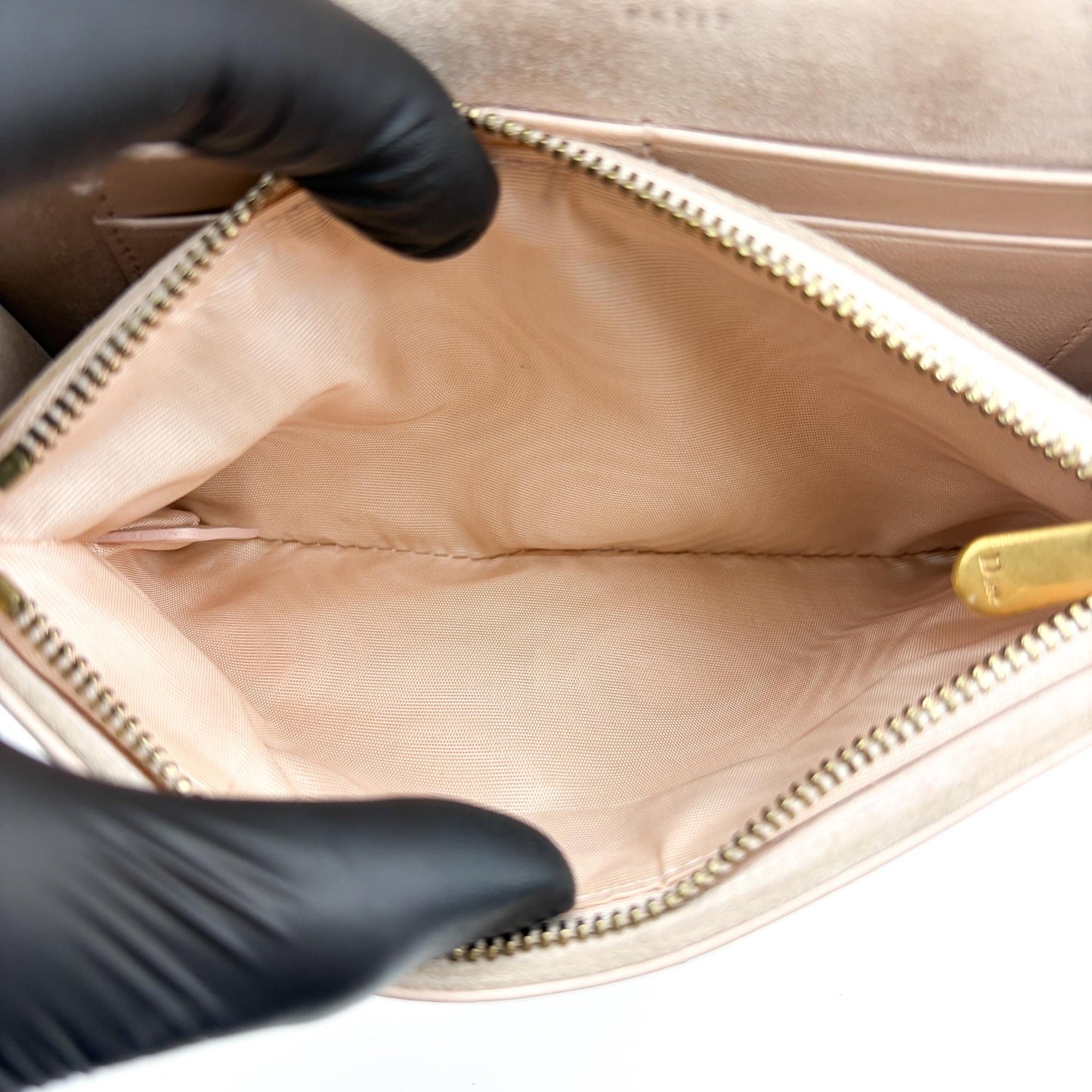 Dior Dior Addict Cannage Flap Bag Pink Beige Gold Hardware