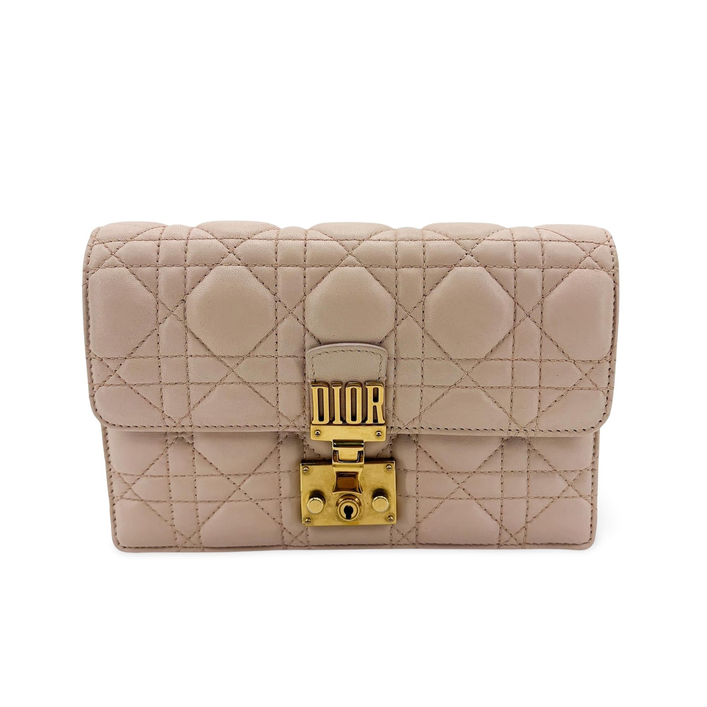 Dior Dior Addict Cannage Flap Bag Pink Beige Gold Hardware