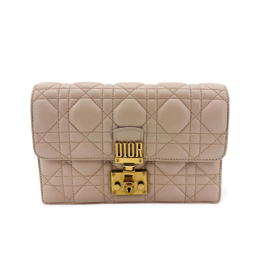 Dior Dior Addict Cannage Flap Bag Pink Beige Gold Hardware