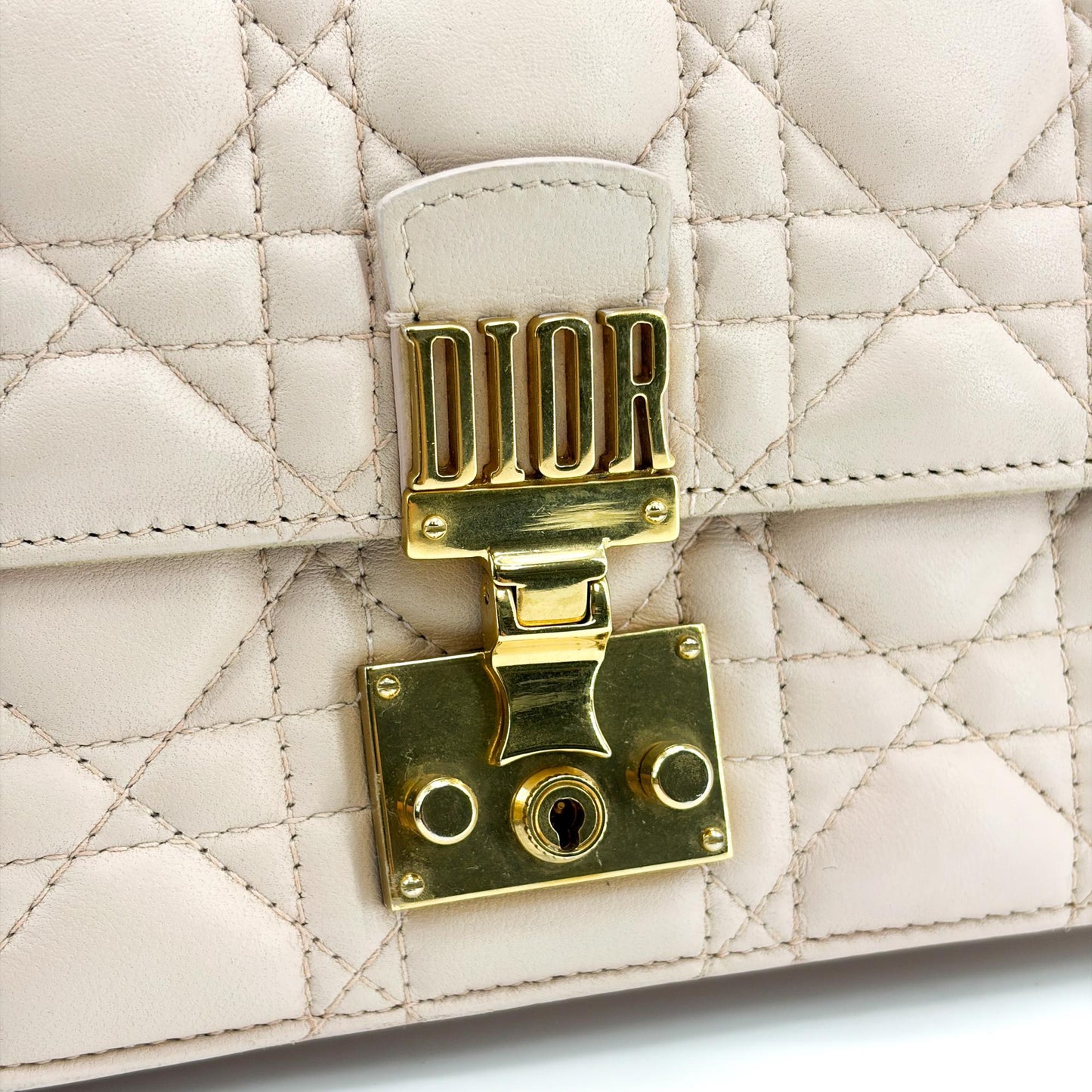 Dior Dior Addict Cannage Flap Bag Pink Beige Gold Hardware