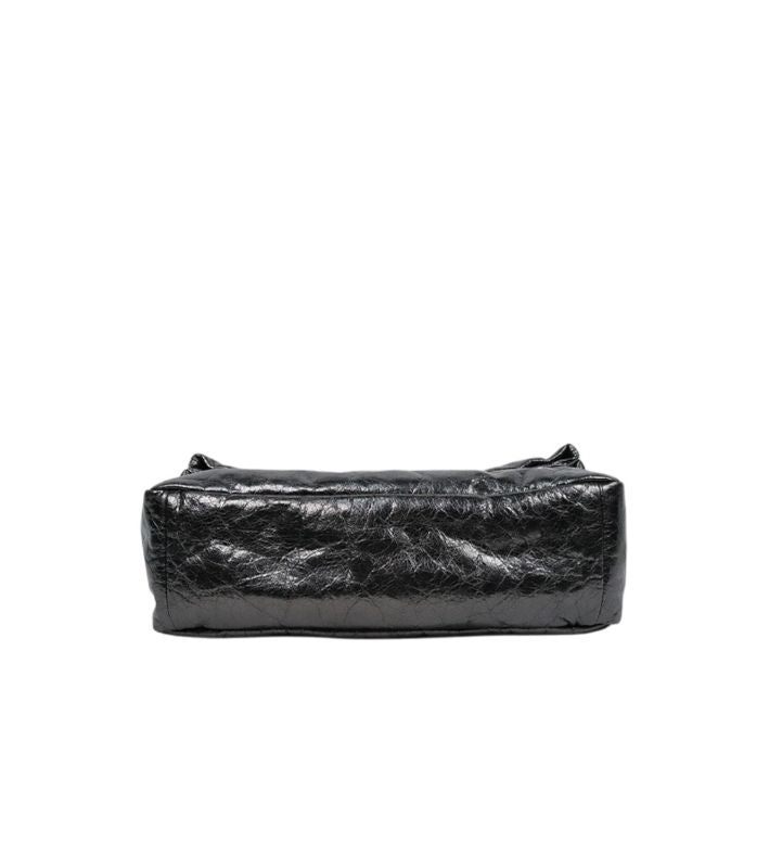 Balenciaga Metallic Black Medium Silver-Plated Monaco Bag