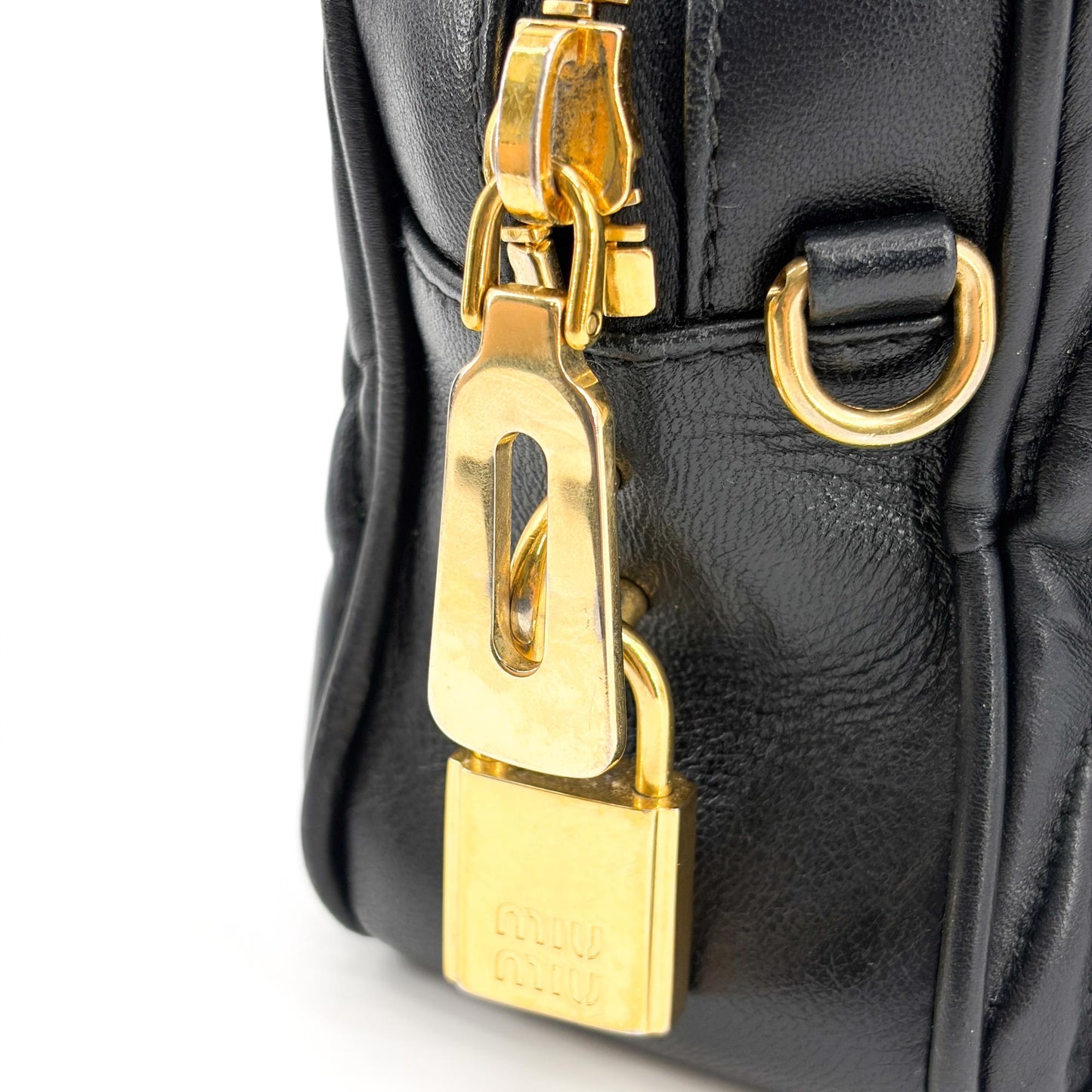 Miu Miu Arkadi Matelassé Napa Leather Bag Black
