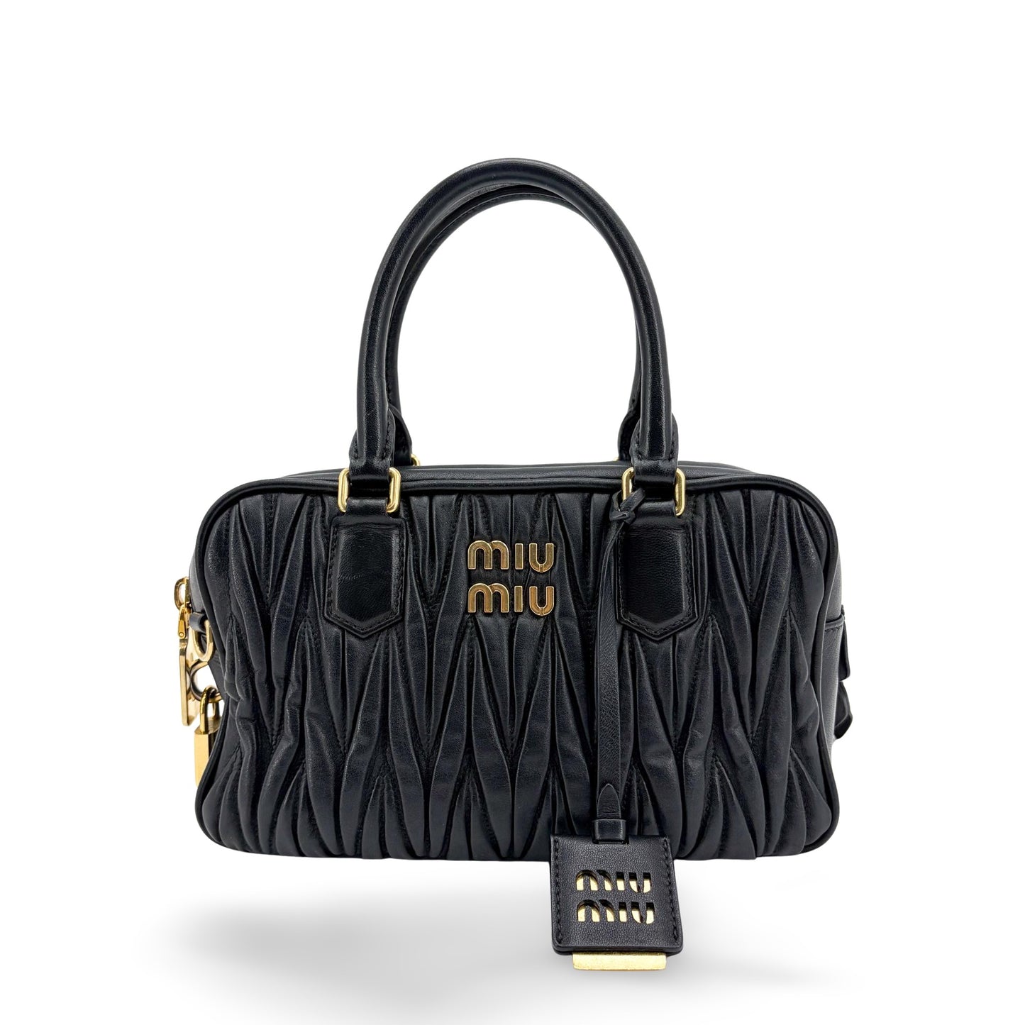 Miu Miu Arkadi Matelassé Napa Leather Bag Black