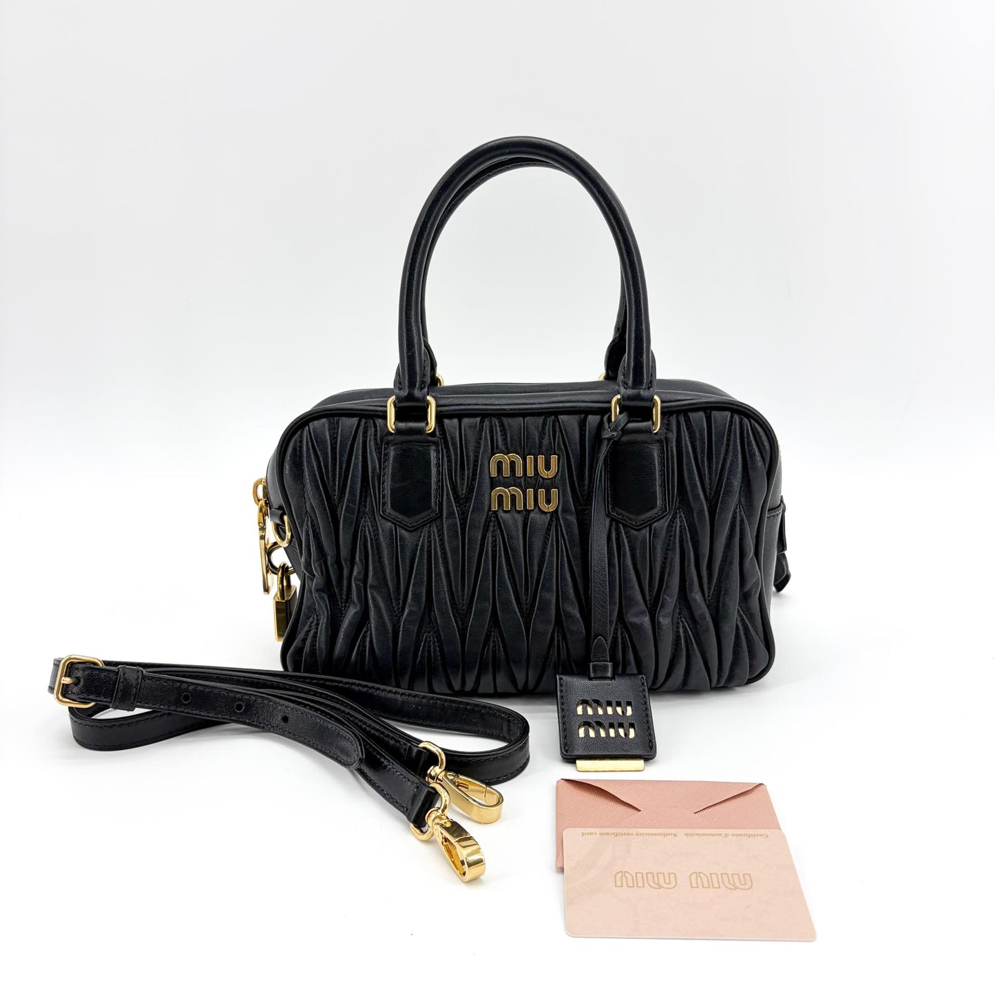 Miu Miu Arkadi Matelassé Napa Leather Bag Black