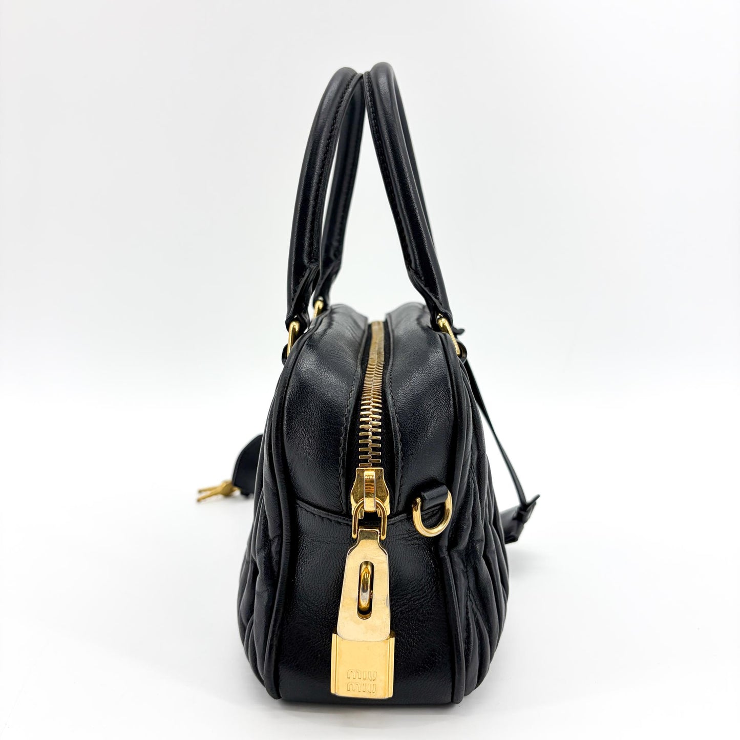 Miu Miu Arkadi Matelassé Napa Leather Bag Black