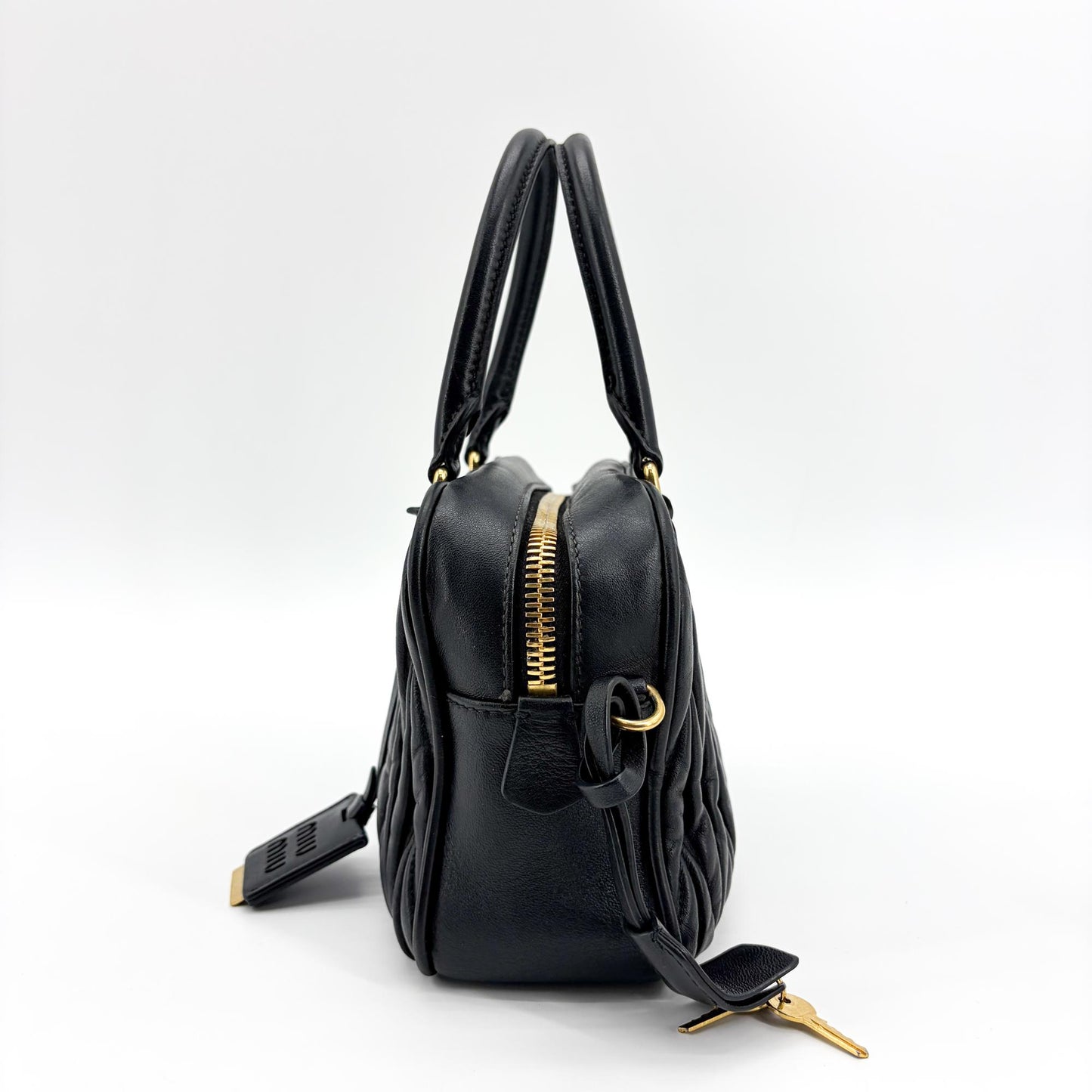 Miu Miu Arkadi Matelassé Napa Leather Bag Black