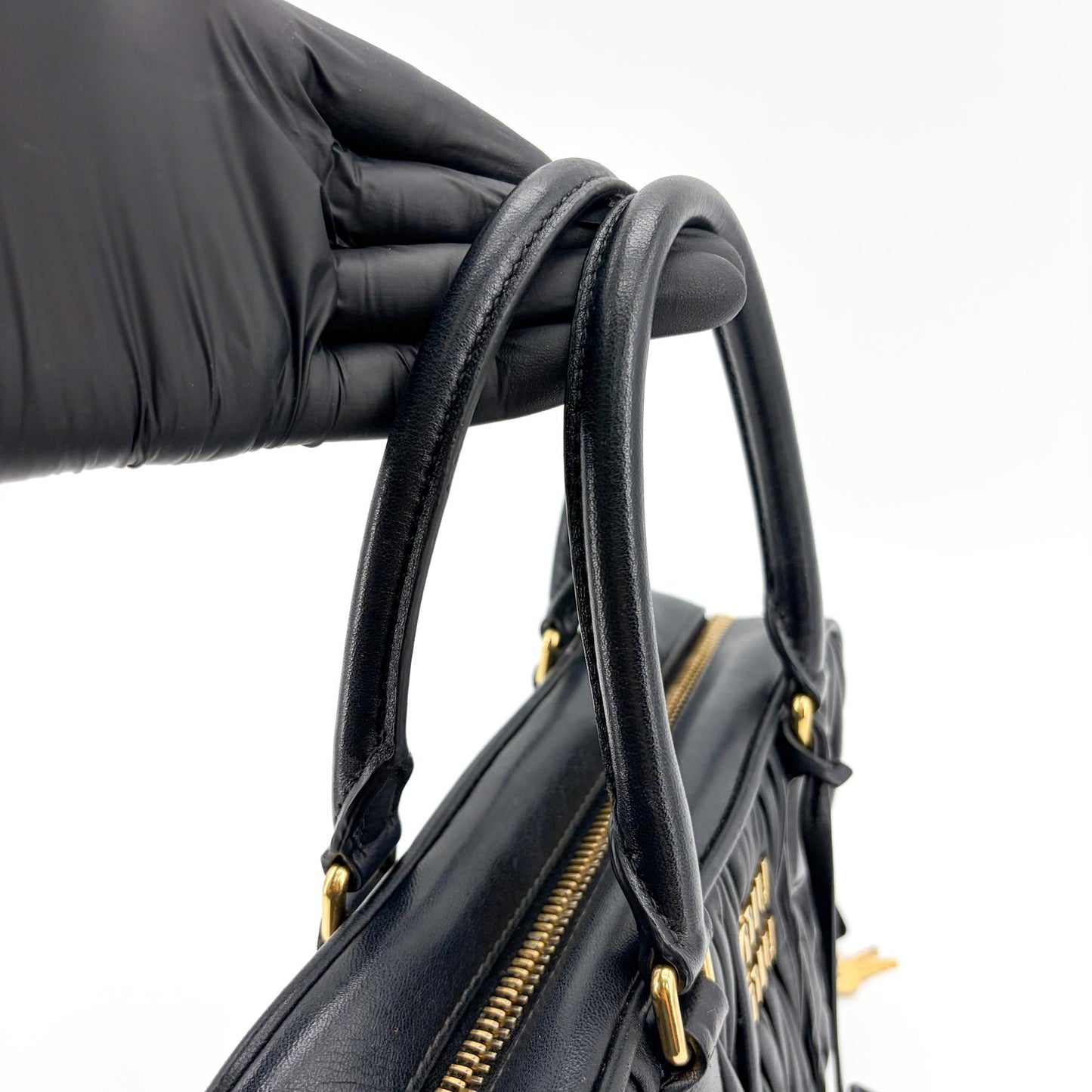 Miu Miu Arkadi Matelassé Napa Leather Bag Black