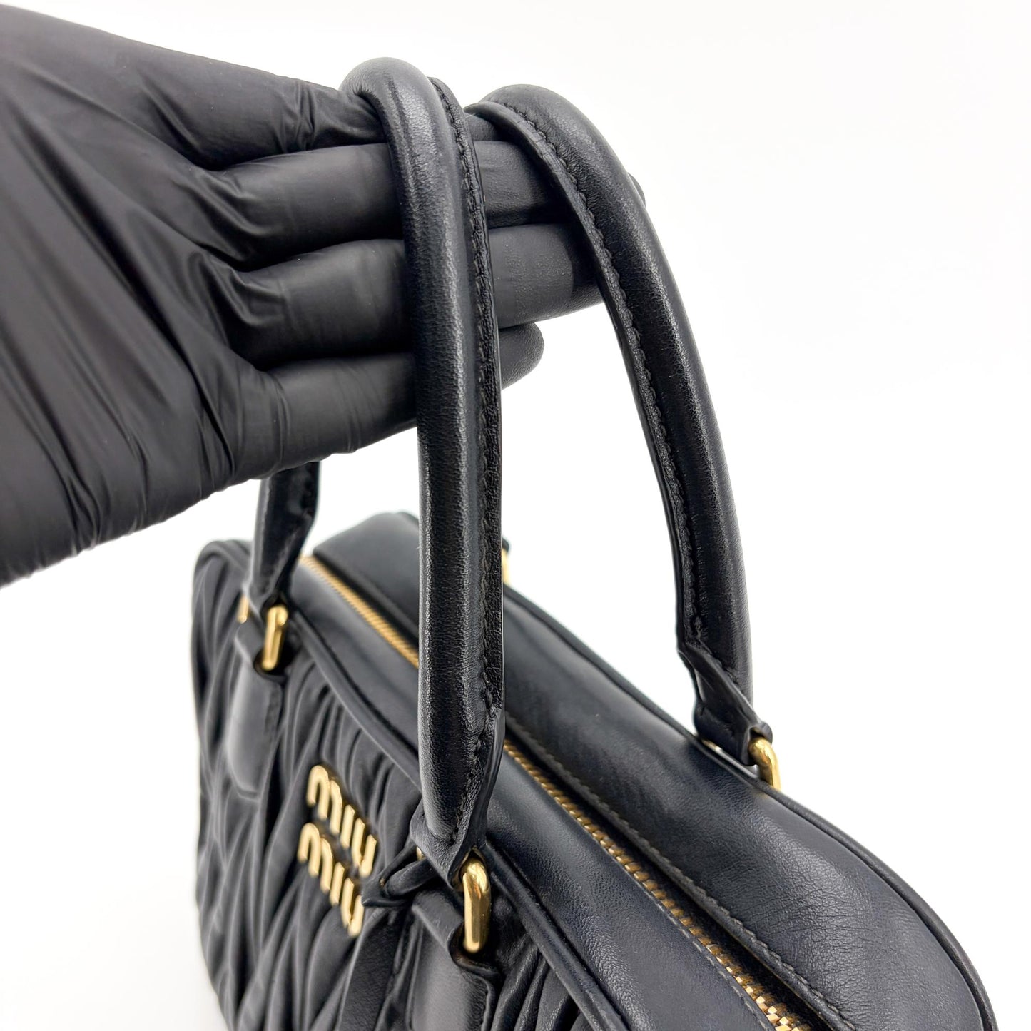 Miu Miu Arkadi Matelassé Napa Leather Bag Black
