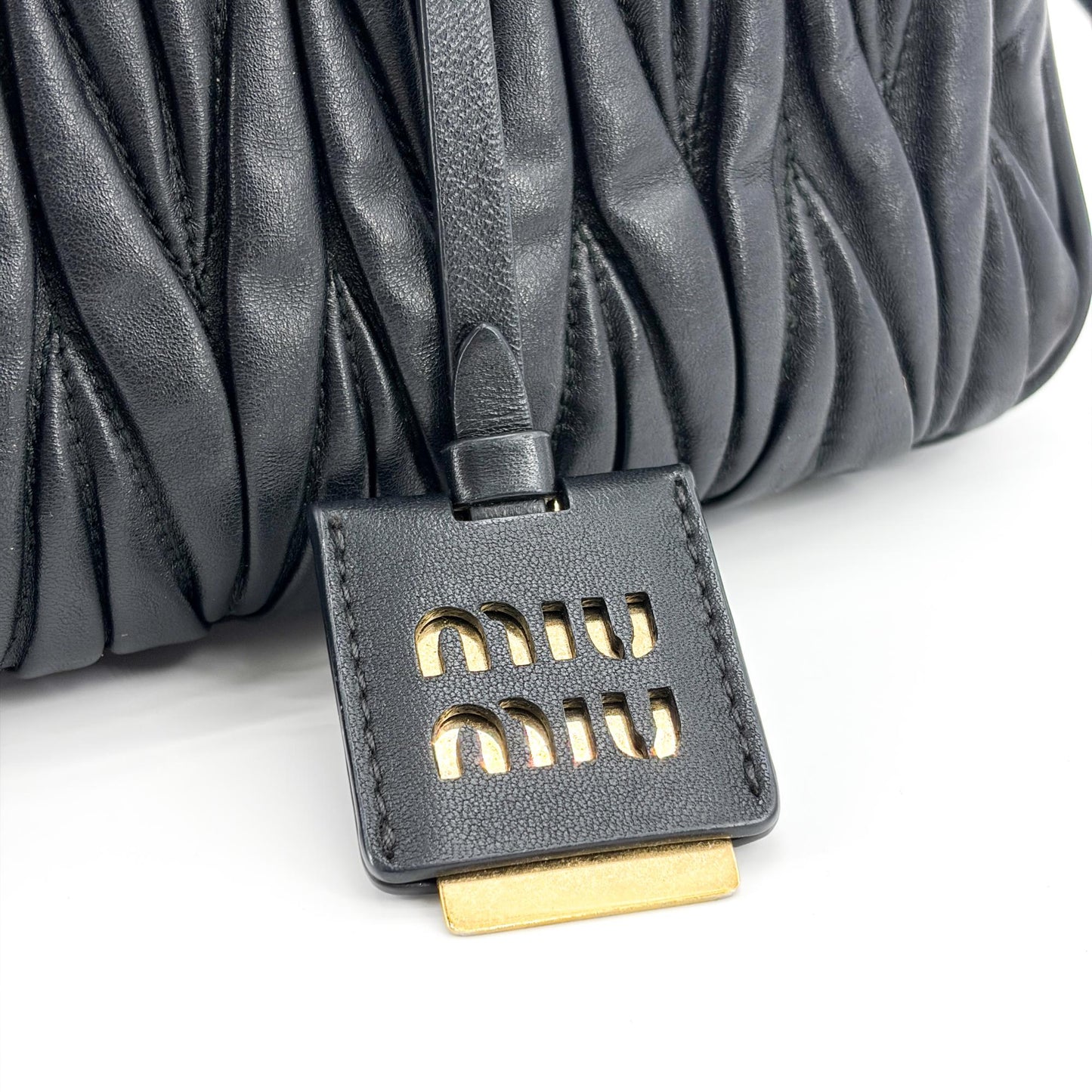 Miu Miu Arkadi Matelassé Napa Leather Bag Black
