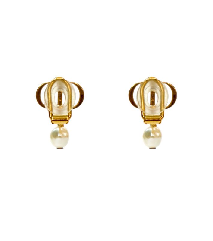 Dior Pearl Petite CD Earrings in Gold