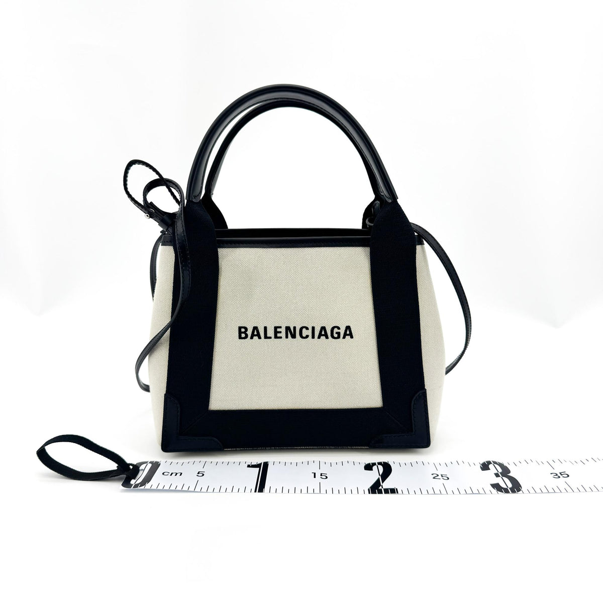 Balenciaga Navy Cabas XS Canvas Tote Bag Black Natural