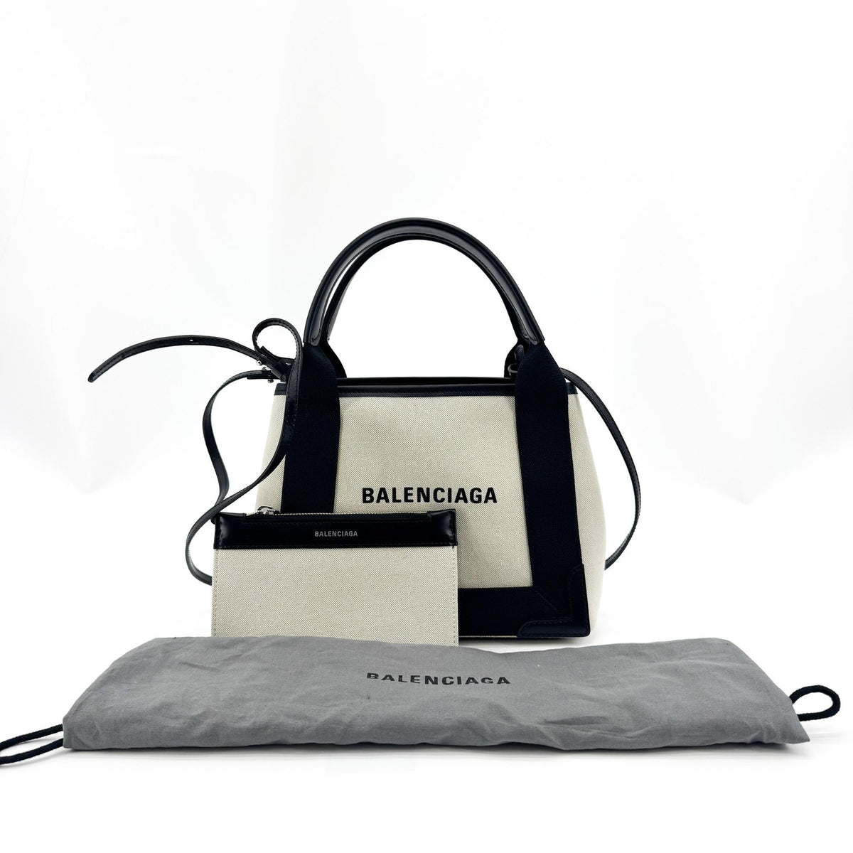Balenciaga Navy Cabas XS Canvas Tote Bag Black Natural