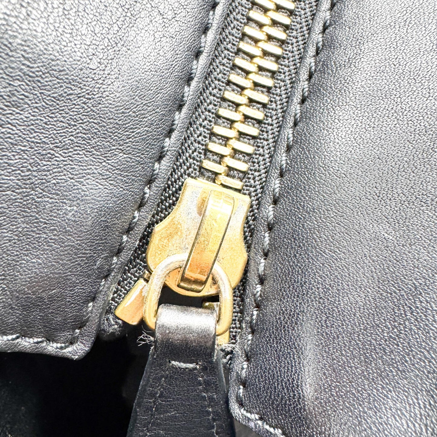 Celine Black Leather Luggage Tote Bag Black