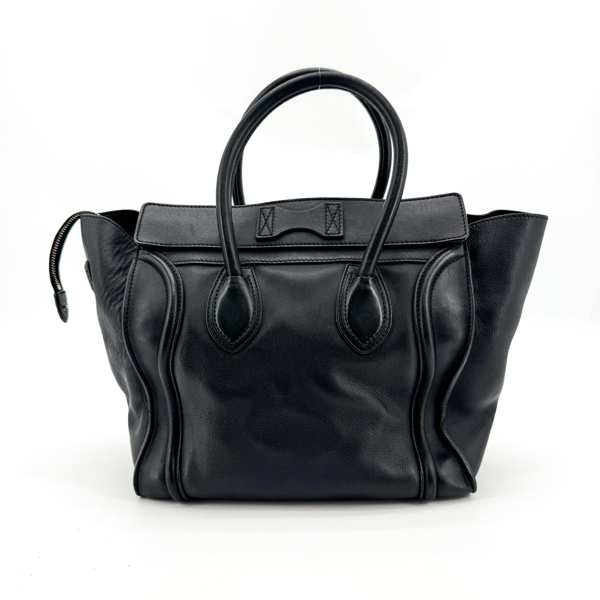 Celine Black Leather Luggage Tote Bag Black