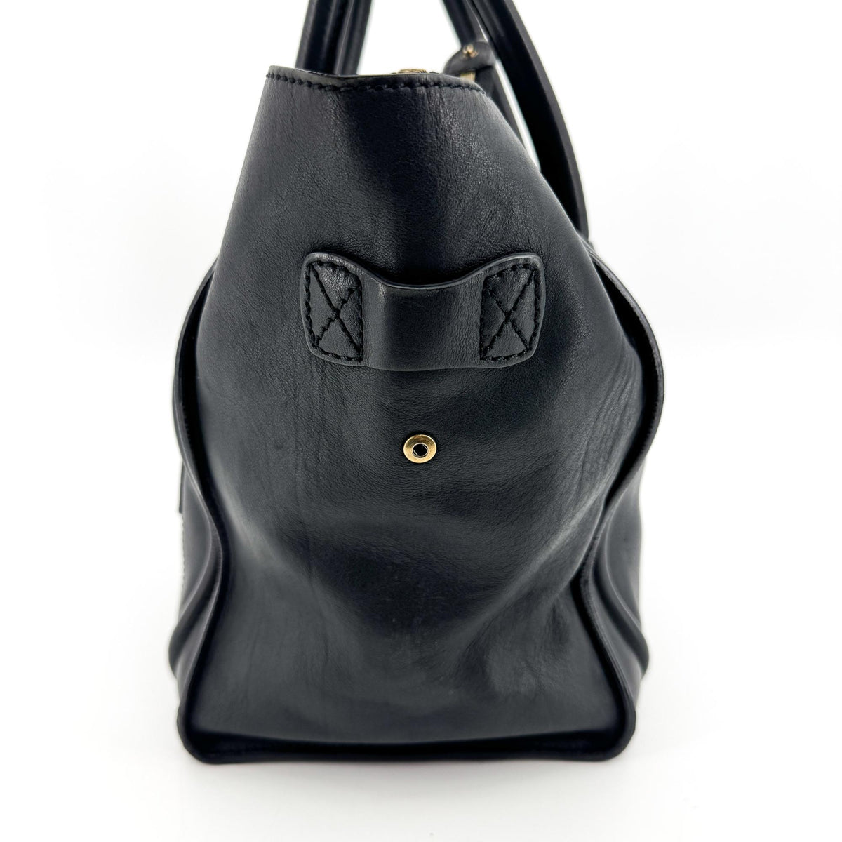 Celine Black Leather Luggage Tote Bag Black