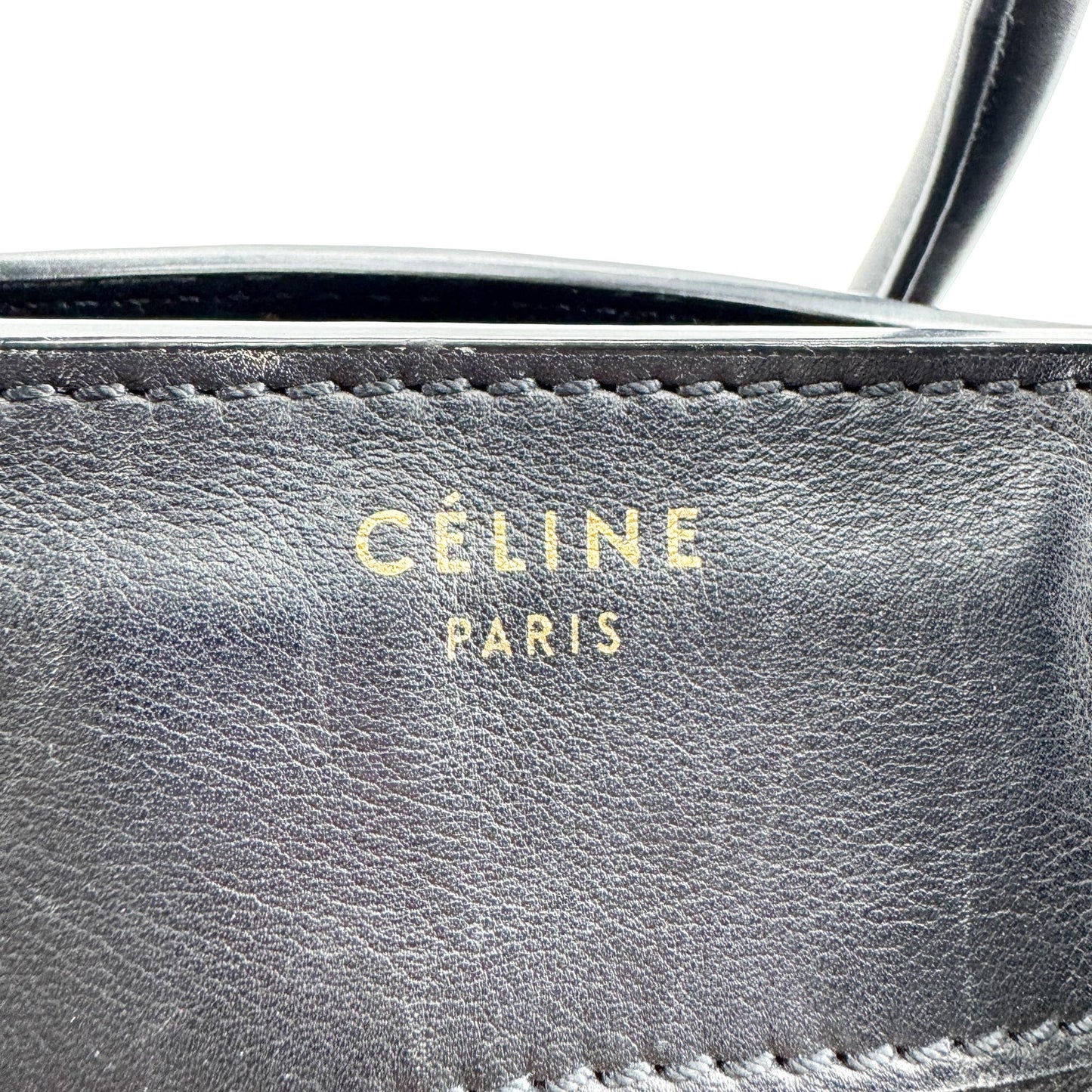 Celine Black Leather Luggage Tote Bag Black